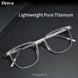Xbora Brand Pure Titanium Glasses Frame Men's Metal Retro Prescription Eyeglasses Myopia Optical Eyewear Fashion Square New 9712