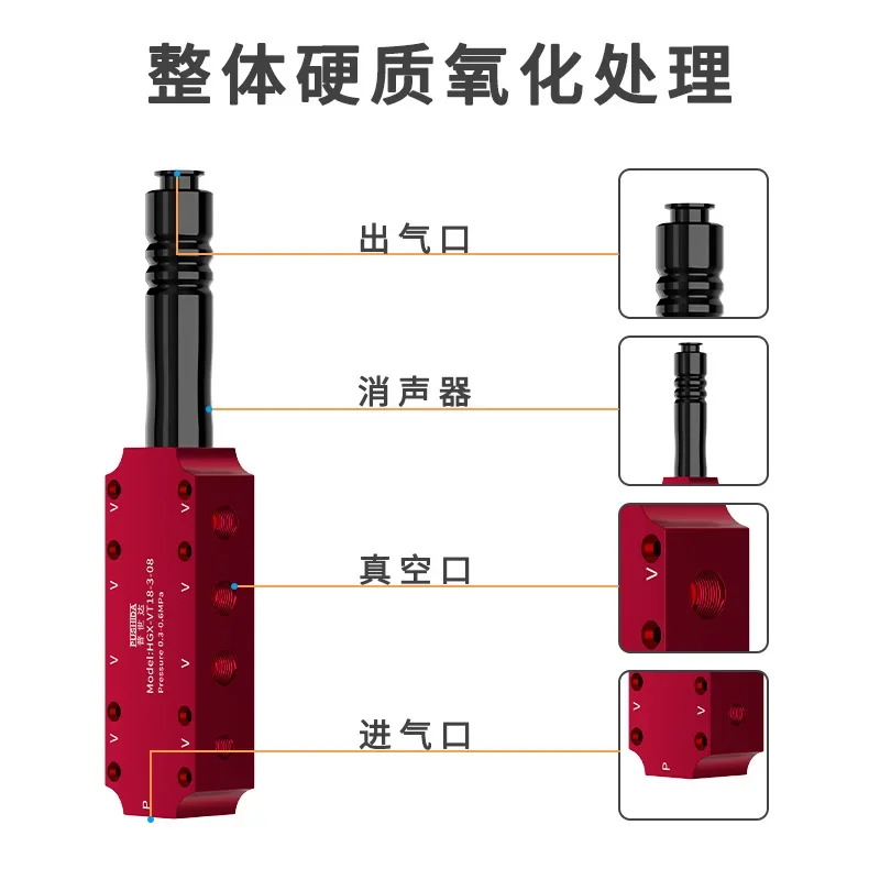 HGX multi-stage vacuum generator vacuum pump high vacuum port external muffler large flow and large suction