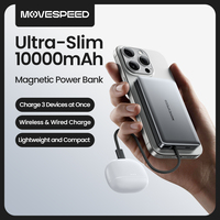 MOVESPEED S10Plus Magnetic Power Bank Wirelss 10000mAh Slim External Battery with Cable for MagSafe Powerbank for iPhone Samsung