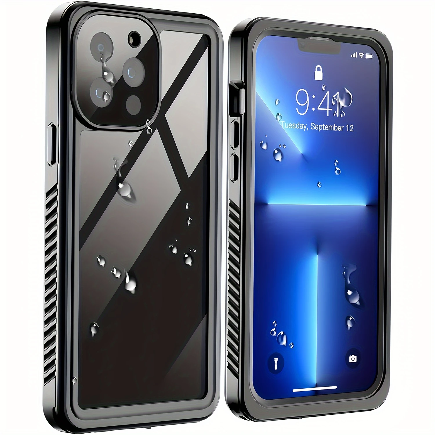 For  13 Pro Max Waterproof Case, [Built-in Screen Protector][15FT Military Dropproof] Full Body Rugged Heavy Duty Shockproof Wat