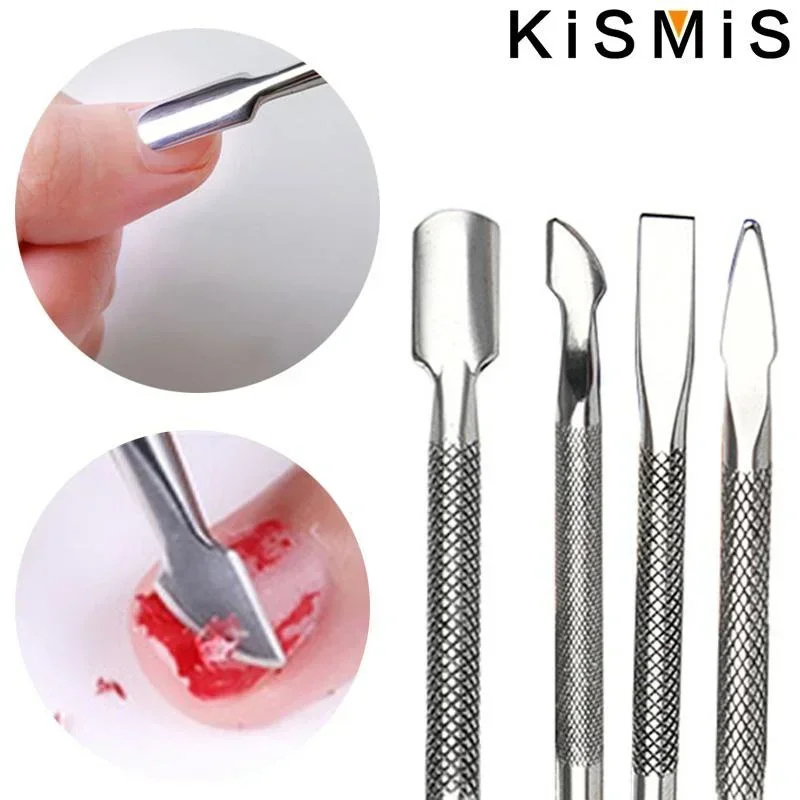 مجموعة أدوات العناية بالأظافر مكونة من 4 قطع من الفولاذ المقاوم للصدأ وملعقة انتهازي للبشرة ومزيل لقص الأظافر طقم أظافر احترافي #4