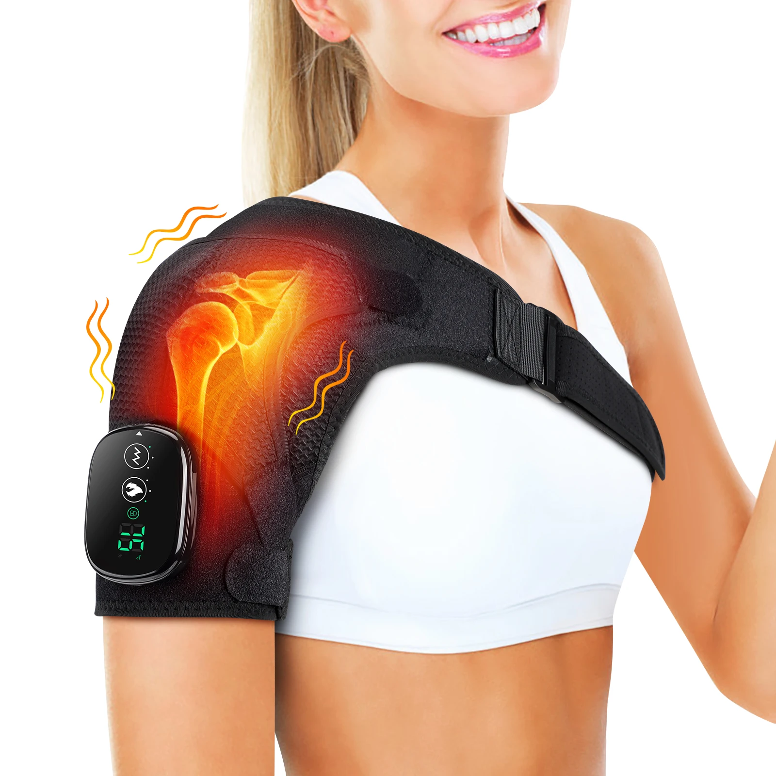 Electric Heating Shoulder Massager Vabration Brace Rechargeable Knee Elbow Massager Belt for Arthritis Pain Relief Health Care