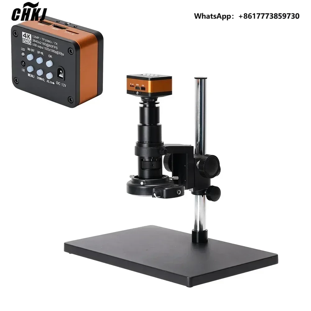 CHKJ Real 4K UHD 60FPS Microscope Camera 180X Parfocal Lens Industrial Electronic Digital Microscope