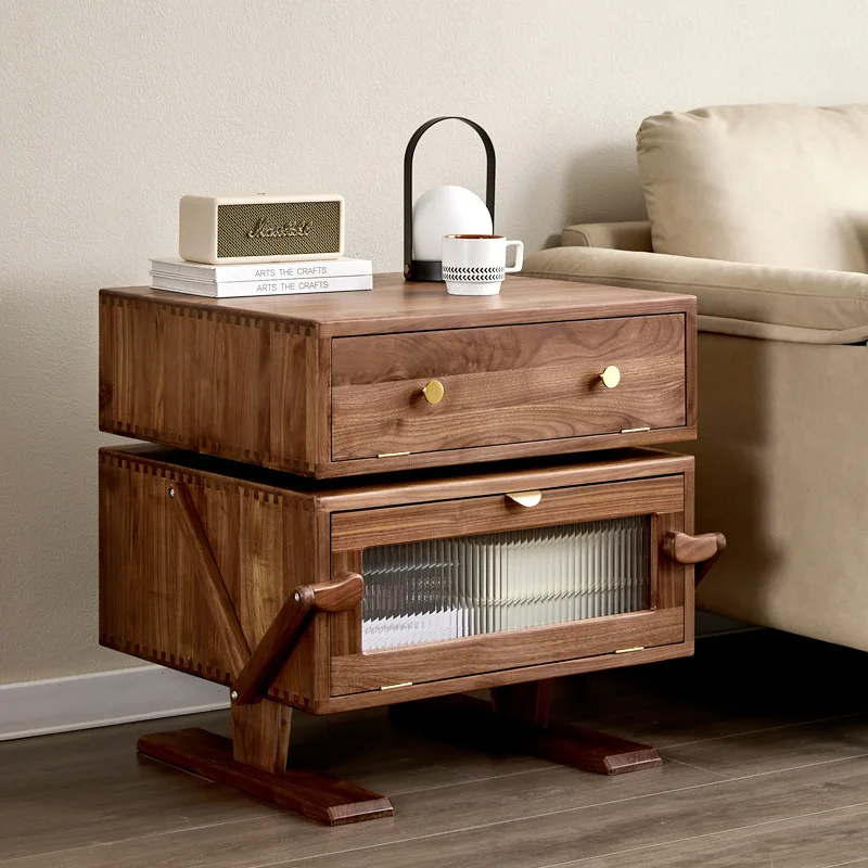 North American black walnut, robot solid wood bedside table, bedroom multi-function locker