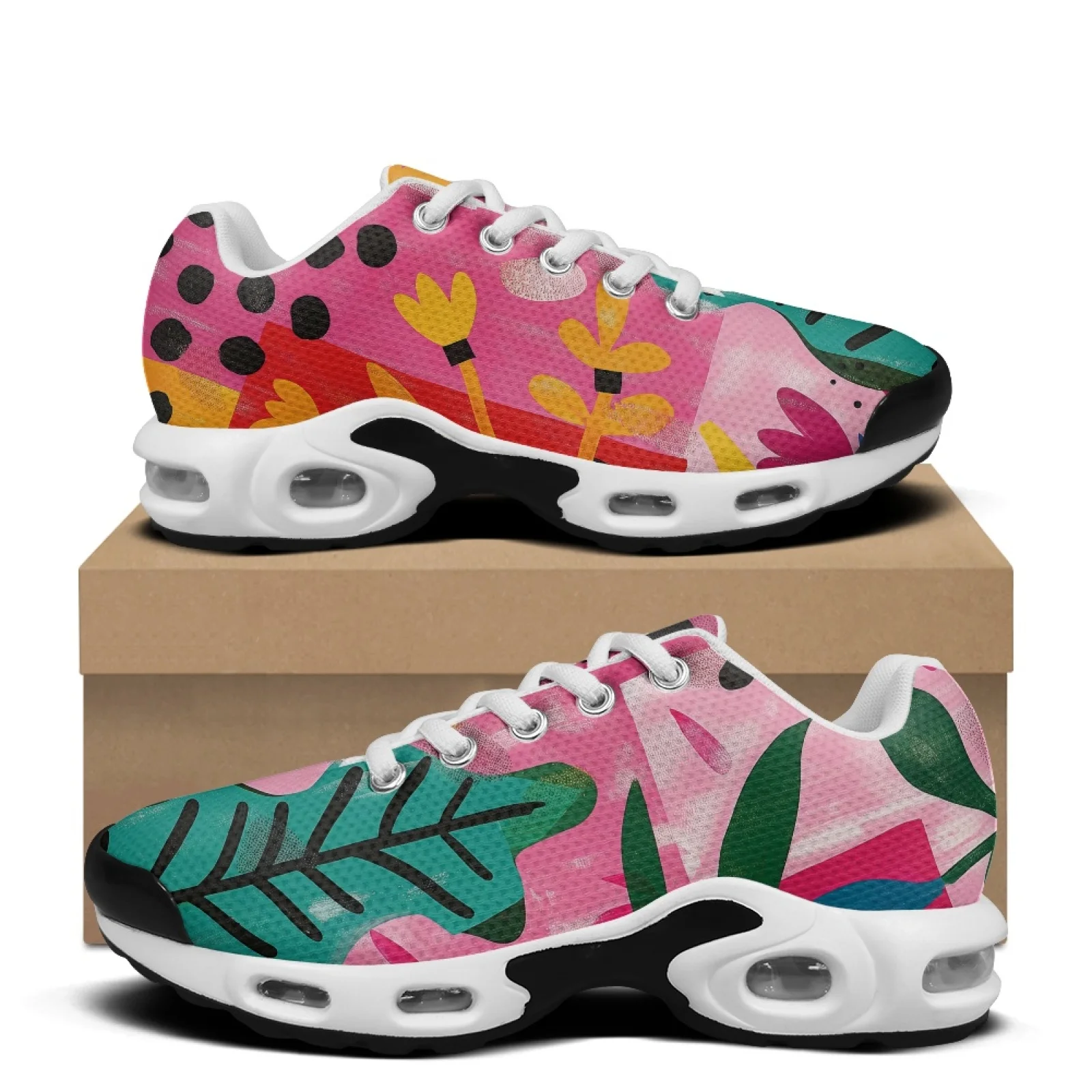 

XIXIRIMIDO Retro Plants Air-Cushioned Sneakers Women's Running Shoes Men's Commuter Shoes Lightweight Breathable Comfortable