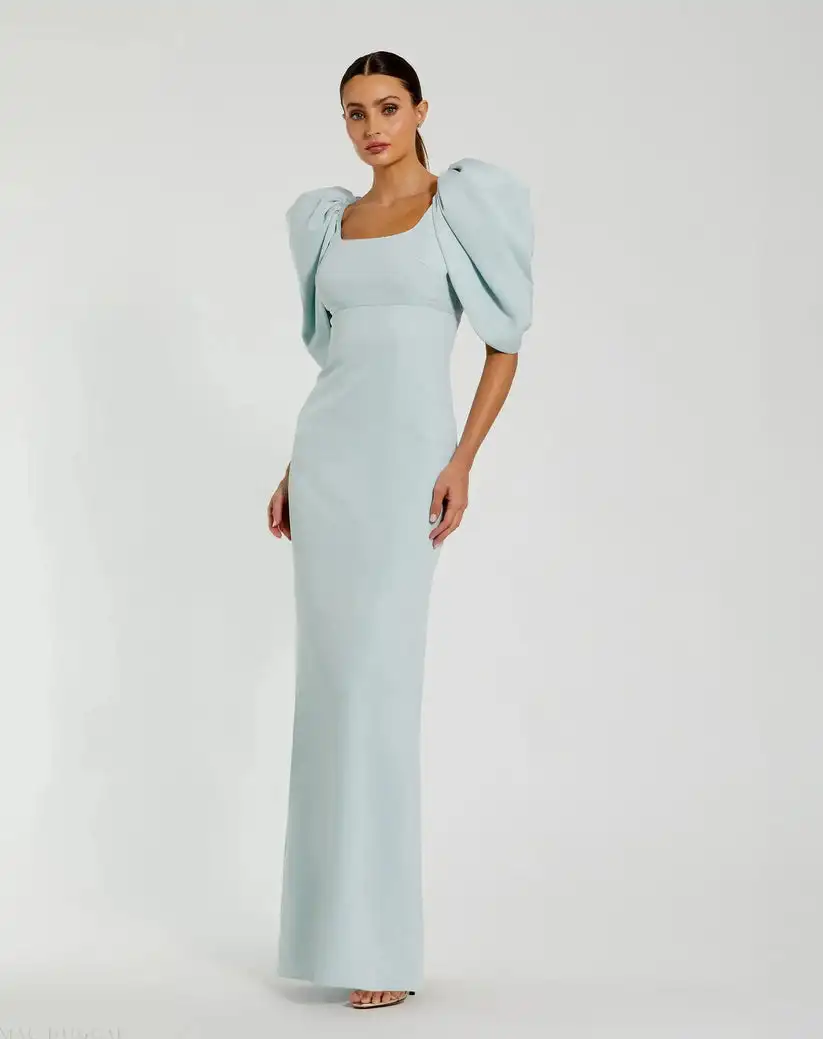 

Customized Elegant Jersey Pleat Straight Square Neck Long Dresses Bespoke Occasion Dresses Fashion Simple Sizes Available Casual