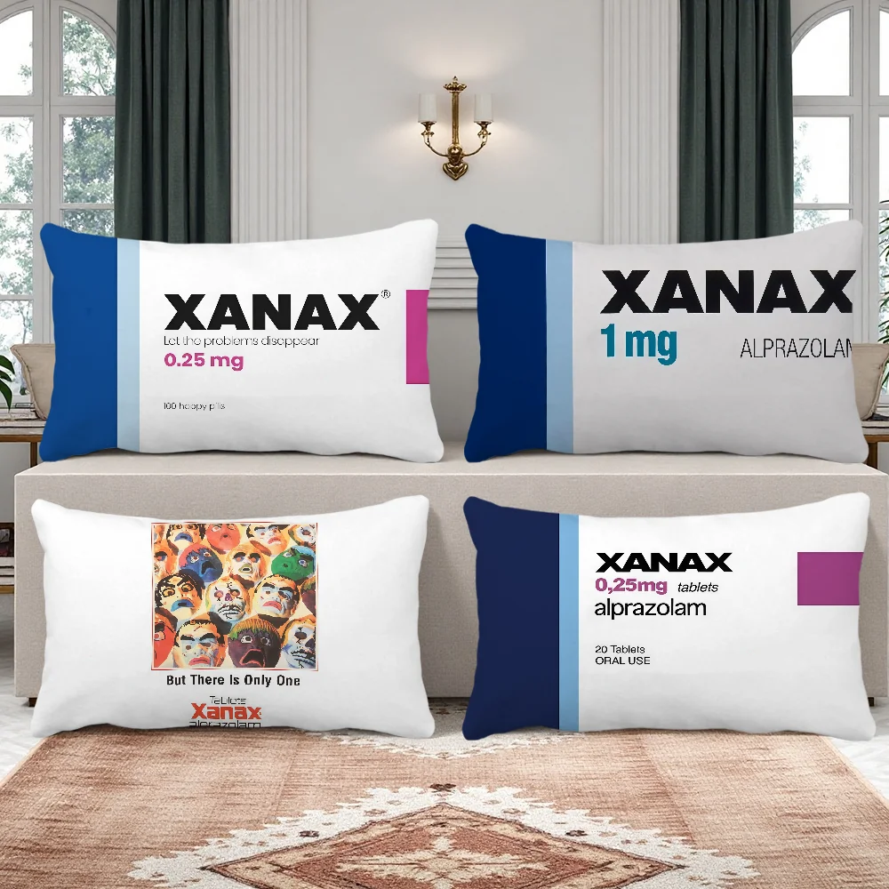 Funny Xanax Rectangle Pillow Case Printing Bedside Sofa Room Home Decoration Pillowcase