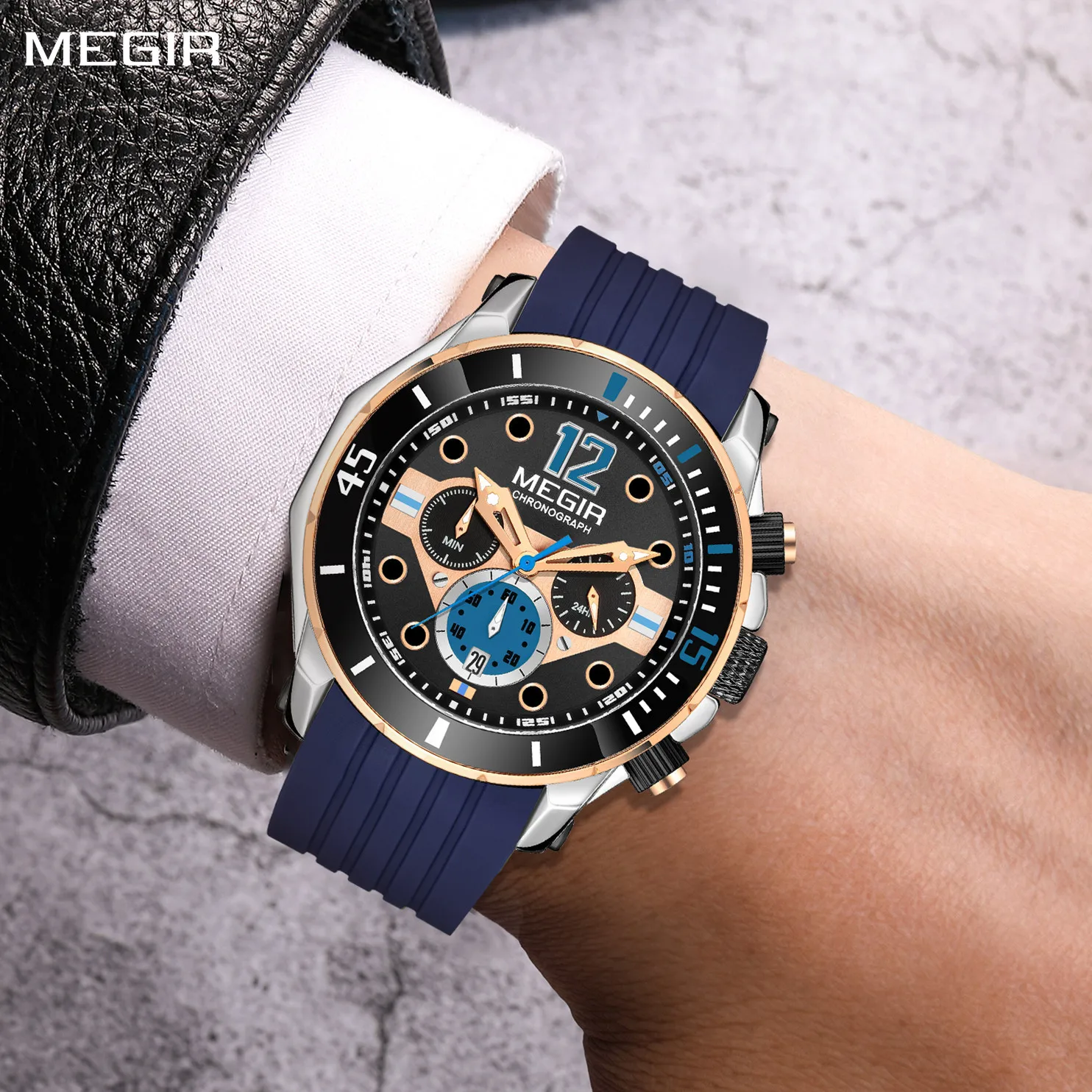 

MEGIR Men Sport Military Watches Luminous Waterproof Male Chronograph Clock Luxury Casual Big Dial Wrist Watches Reloj Hombre