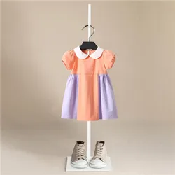 QualityFashion Bow Girl Dress Princess Party Letter Print Casual Wear Short Sleeve Kids Clothing Summer Costumes New 2-7 Years