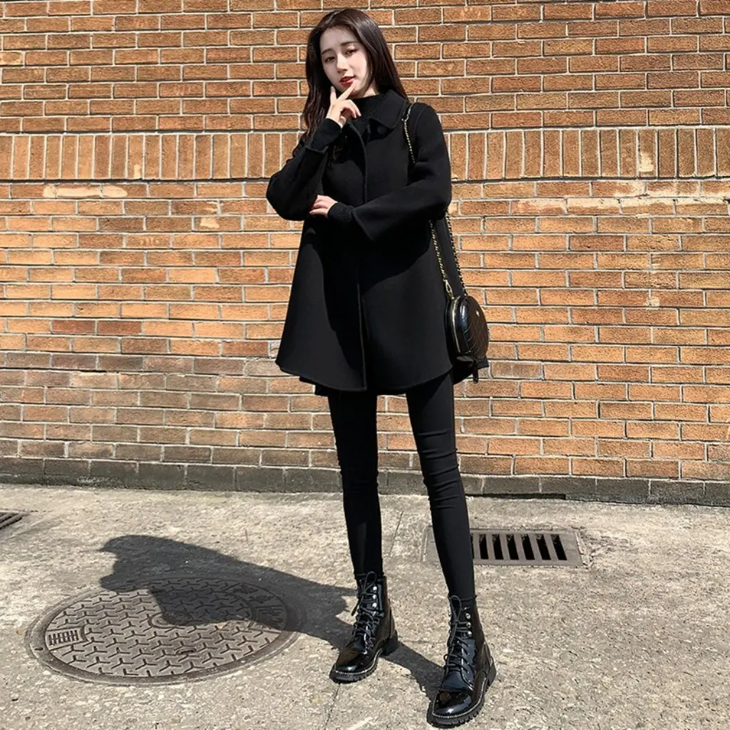 

Женская двусторонняя кашемировая верхняя одежда, короткая приталенная шерстяная куртка, стильный осенне-зимний новый стиль