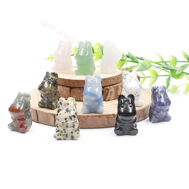 

12pcs/set Natural Stones Carved Bear Seated Animal Crystal Art Craft Reiki Healing Gemstone Home Decor Gift Hand Play Jewelry