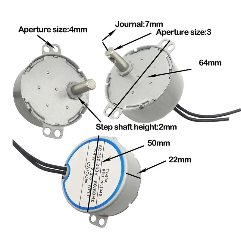 DT19-Ac Motor AC 220-240V TY-50A Oscillating Synchronous Motor Shake Heads ,50 60Hz,Fan Parts Accessories Induction Motor