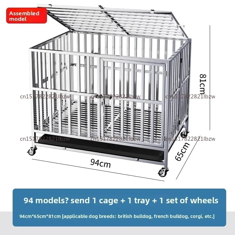 Stainless Steel Dog Cage Large And Medium-sized Dog Cage Indoor Small Folding With Toilet Outdoor Golden Retriever