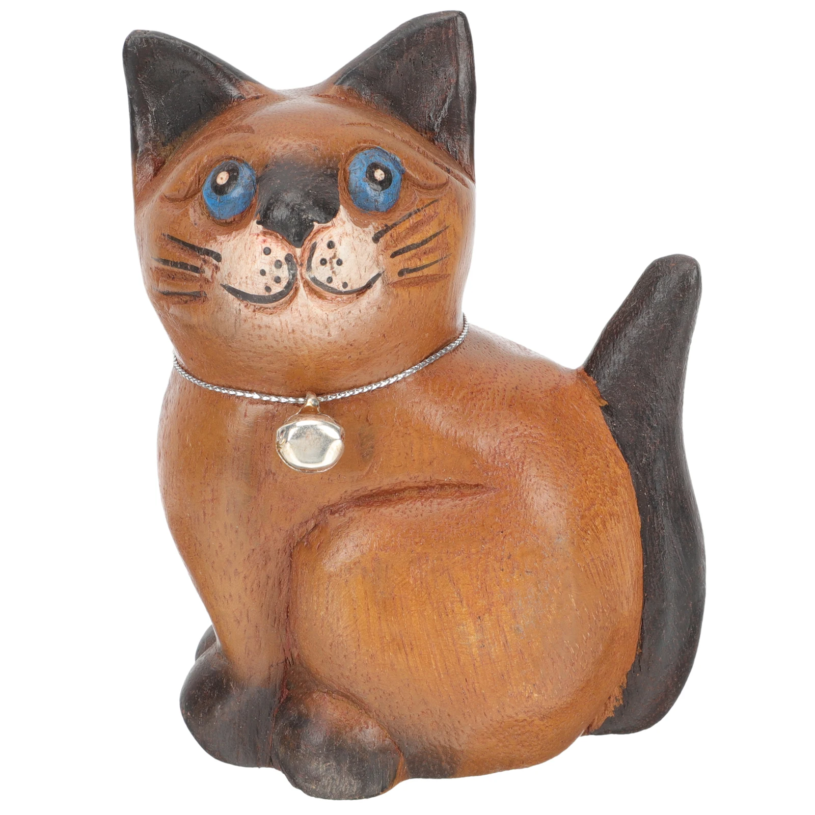 

Solid Carving Decoration Small Wooden Cat Statue Home Farmhouse Style Cat Ornament Wood Carving Craft Mini Wood Ornament For