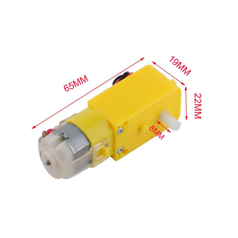 DC3-6V 1:48 Gearbox TT Motor Dual Shaft 200RPM Welding Male Connection Cable AM 65*28mm Tire Wheel for Arduino Smart Car Robot