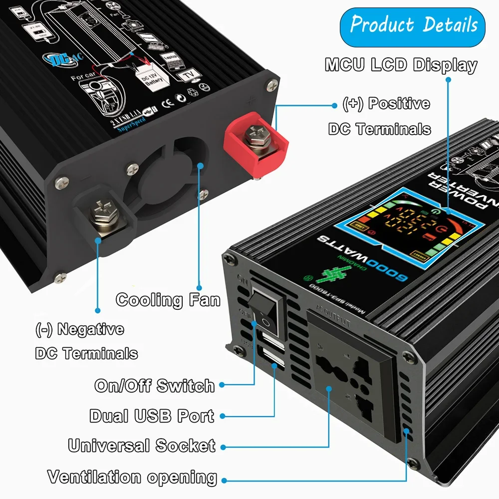 New Inverter 6000W Solar Panel 2*300W 12V Portable solar generator Power bank 30A Controller kit solar for home Camping station