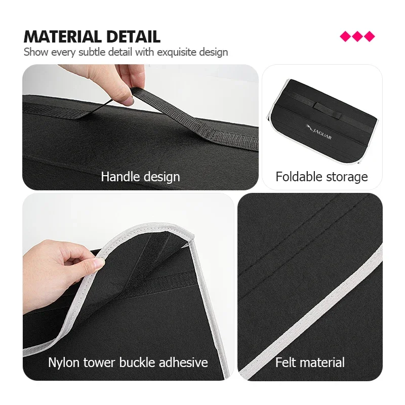 حقيبة تخزين صندوق السيارة من اللباد صندوق منظم كبير جدًا قابل للطي لسيارة جاكوار XK S-Type F-Type X-Type F-Pace I-Pace E-Pace XFR XKR