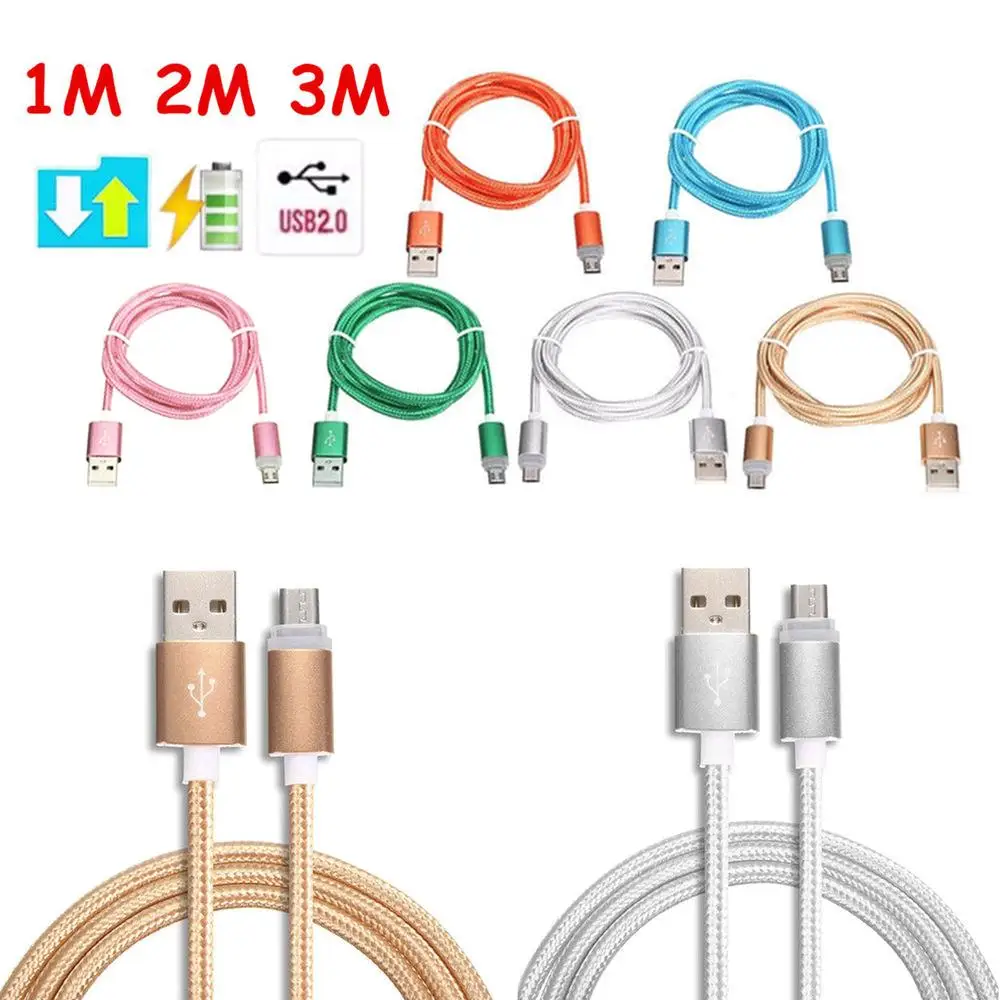 1/2/3M Micro USB Data Sync Fast Charger Charging Cable Cord for Android