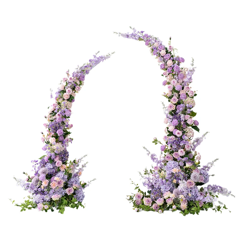 Customized Purple Artificial Flower Arch Decoration For Wedding Decoration