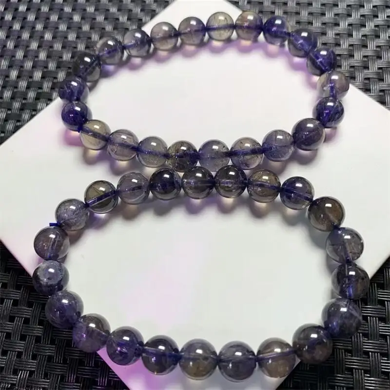 8.7 مللي متر سوار Iolite الطبيعي النساء الريكي شفاء ستراند أساور مجوهرات للإناث هدية 1 قطعة