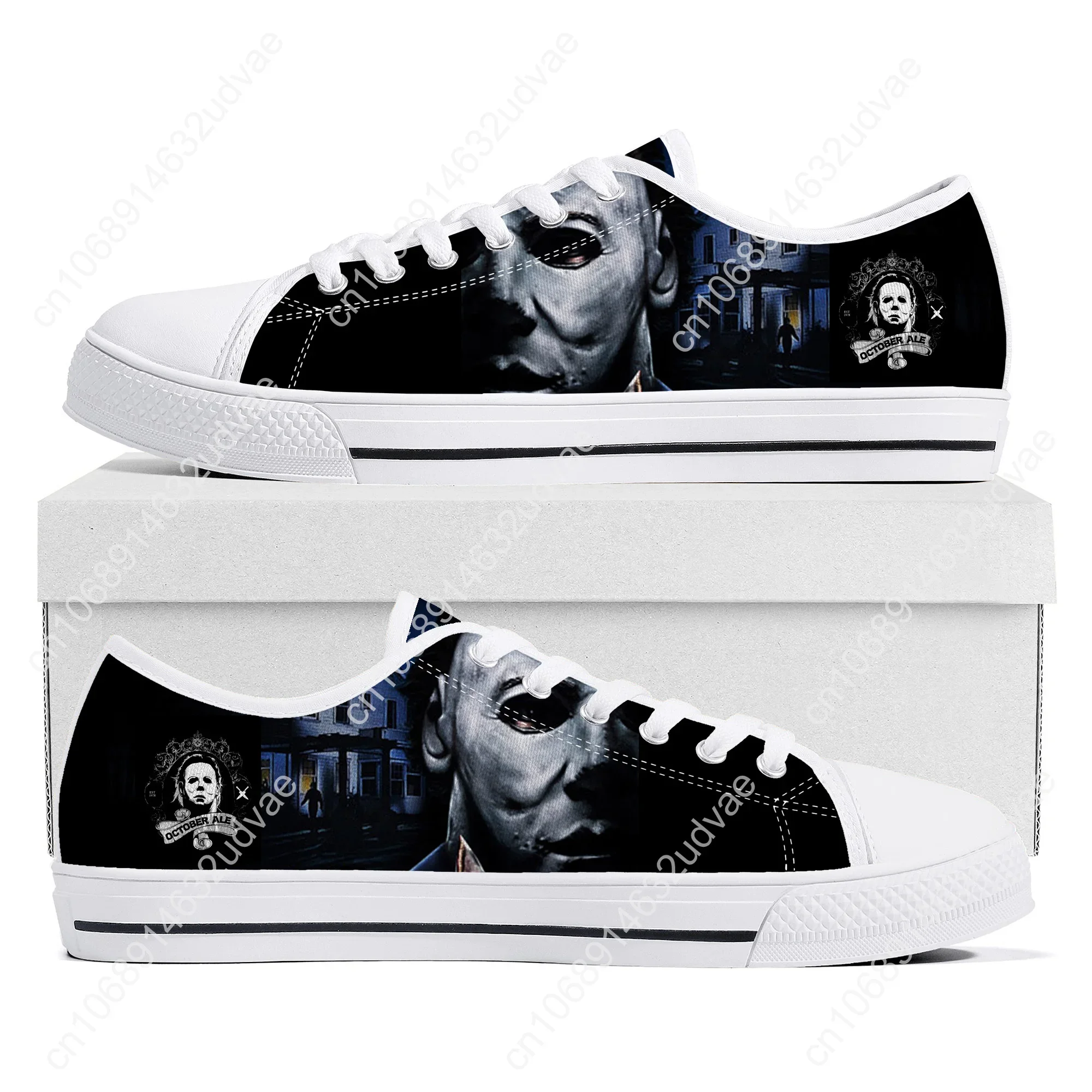 Horror Halloween Shoes Low Top Michael Myers Mens Womens Teenager Canvas High Quality Sneaker Casual Couple Sneakers Custom Shoe