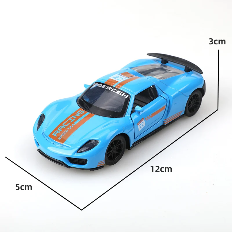 (Encíado) 1/36 coche en miniatura de aleación simulación 918 Porsche coche de carreras vehículo tirar hacia atrás adornos de coche colección juguetes para niños