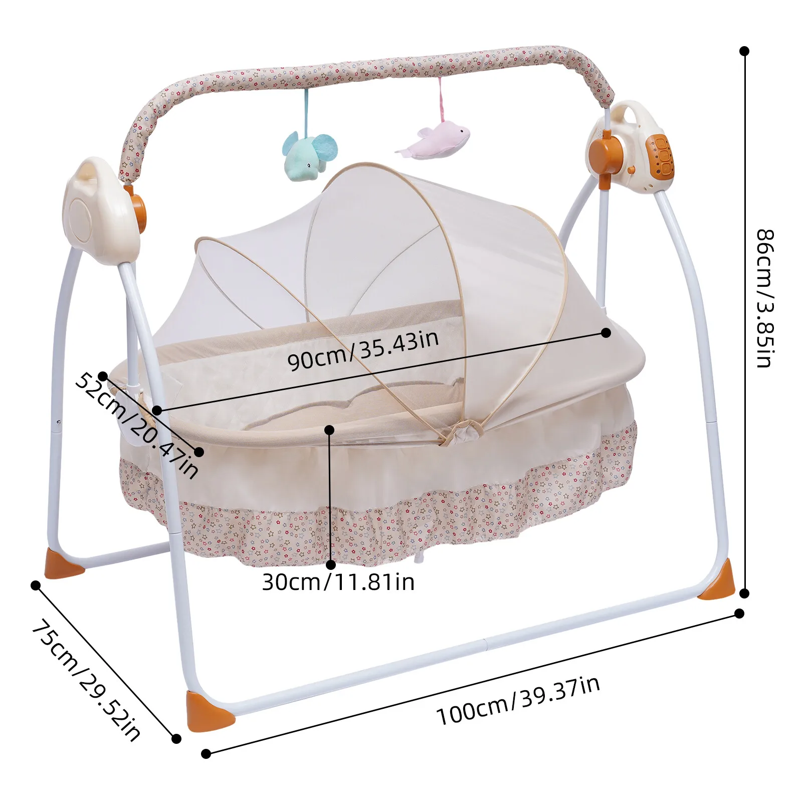 Electric Newborn Baby Auto Swing Cradle Rocking Chair Crib Sleep Bed&Bluetooth