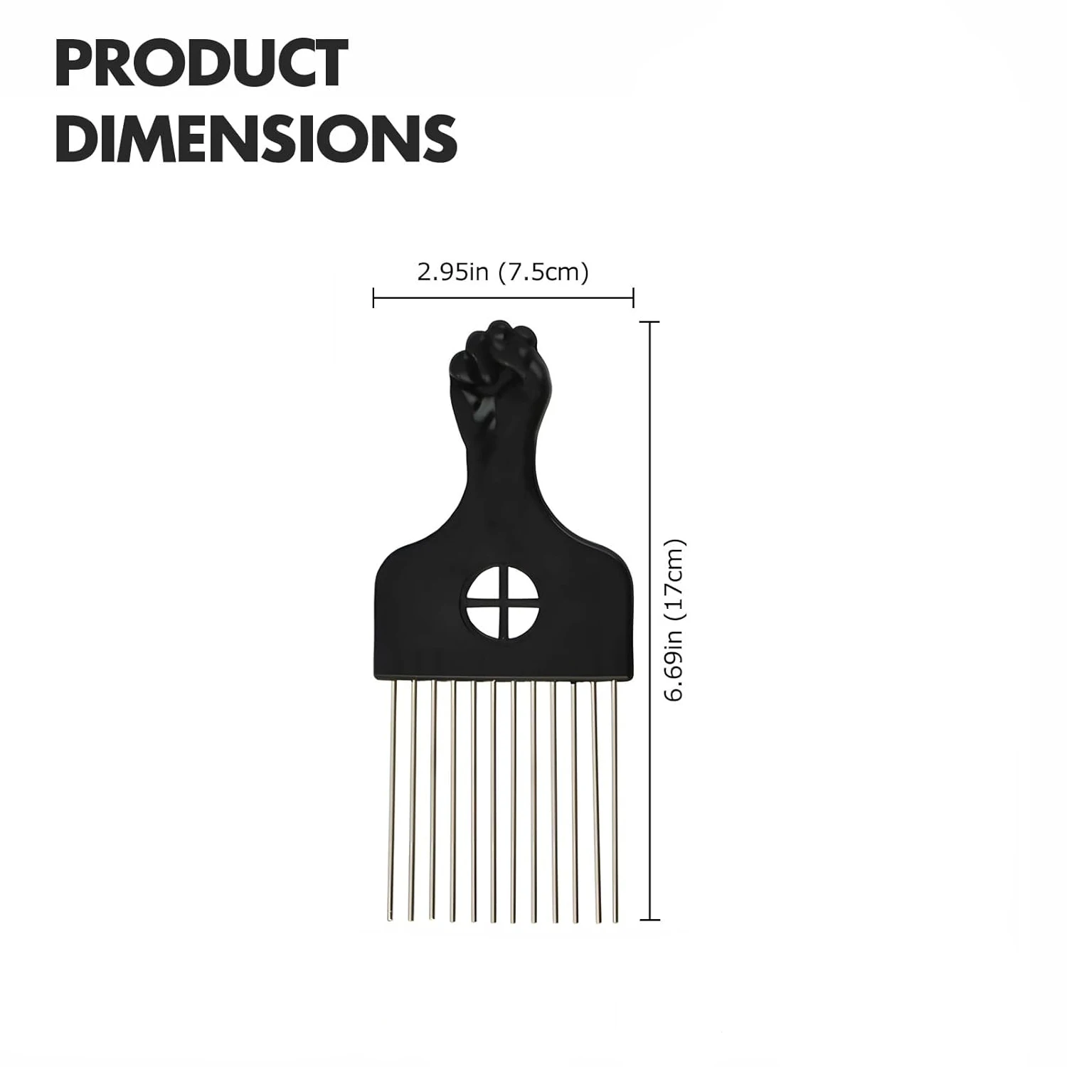 Black Metal African American Pick Comb Hair Combs Hair Comb for Hairdressing Styling Tool Salon Barber Shop