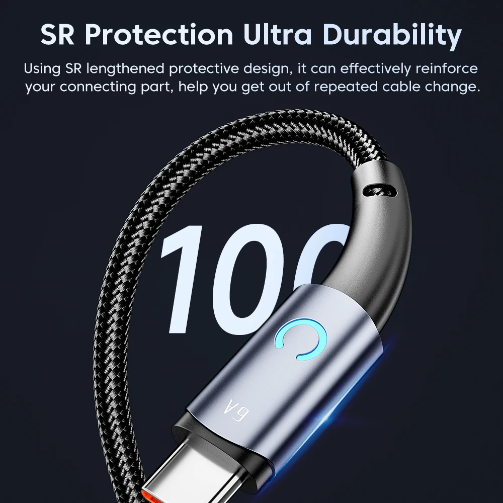 Toocki 6A USB Type C Cable 100W Fast Charging Charger USB C Data Cord TypeC Cable for Xiaomi POCO F4 Samsung Huawei Realme OPPO