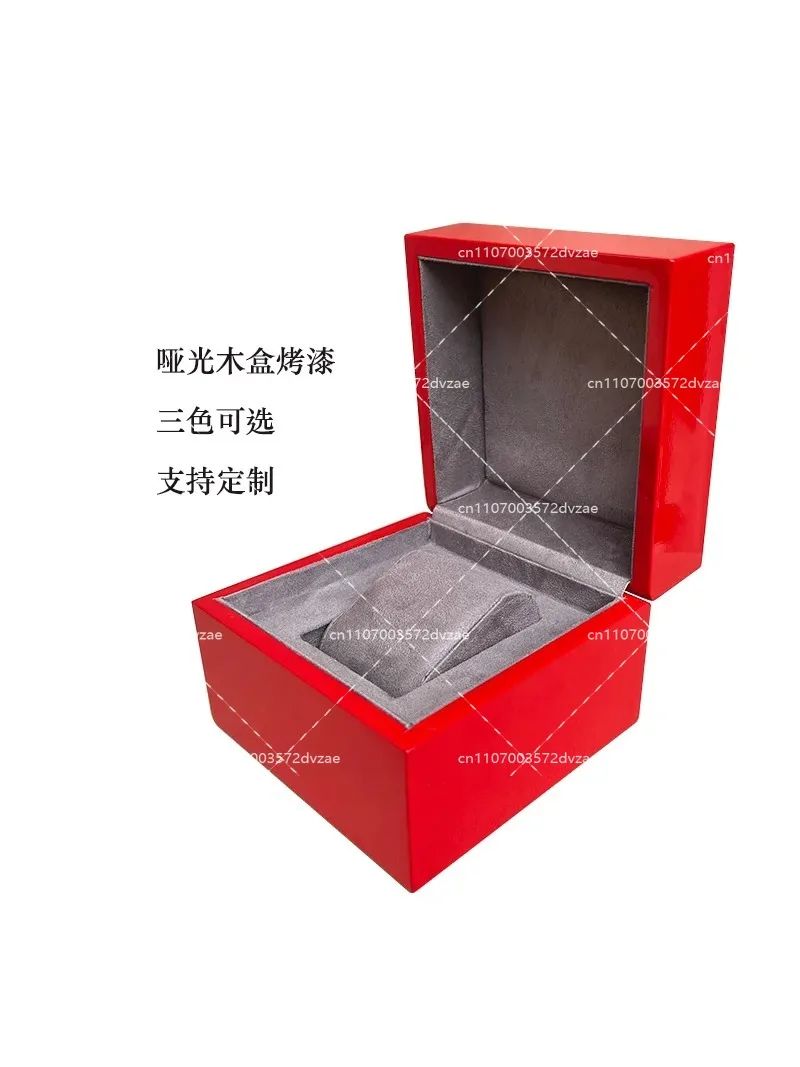 Matte paint watch box, wooden watch storage packaging, gift box, jewelry, wedding red display box, customized logo