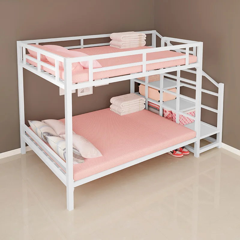 Dormitory Wrought Iron Bunk Elevated Bed, Children's Small Apartment High and Low Bunk Beds, Adult Household Simple Iron Bed