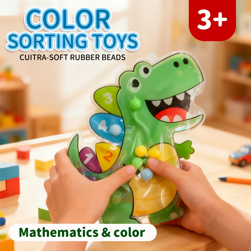 Montessori Color Sorting Maze Beads Squishy Toy Food Grade Silicone Fidget Decompression Game Kids Sensory Fine Motor Skills Toy