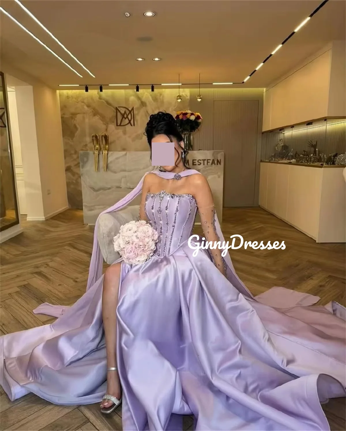 Robe de soirée sans bretelles, fendue, personnalisée, ligne a, perles, robes de soirée élégantes pour femmes, longueur au sol, fermeture éclair, sans manches, mariage