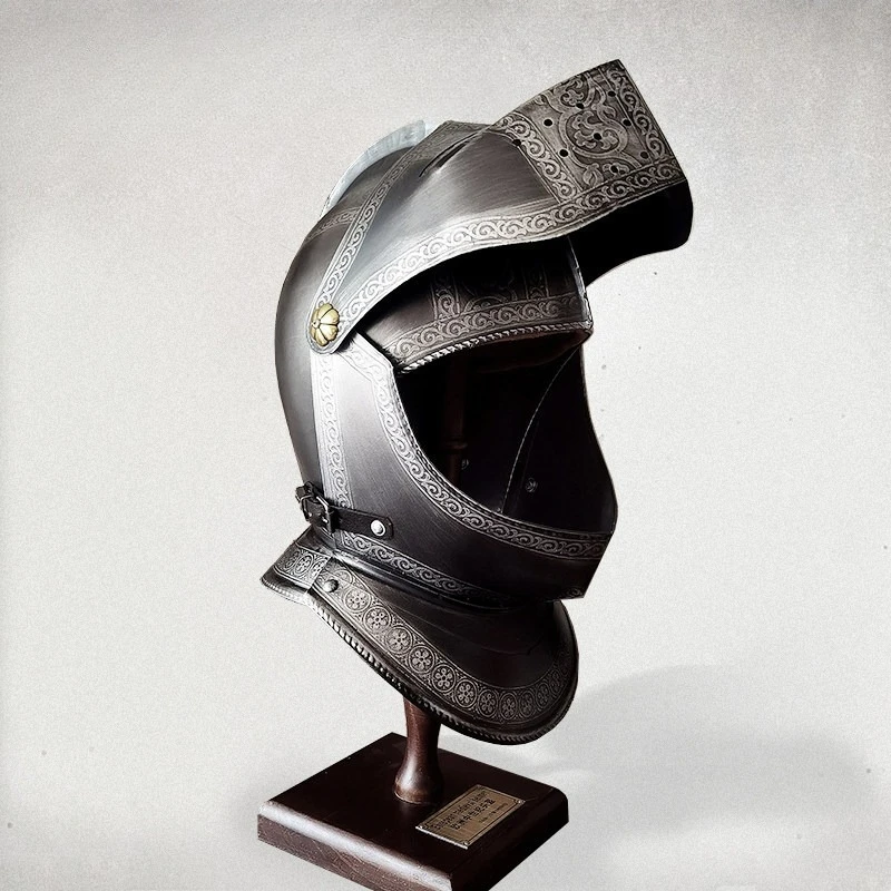 European Knight Armor Carved Helmet Restaurant Vintage Ornament Real Wearable