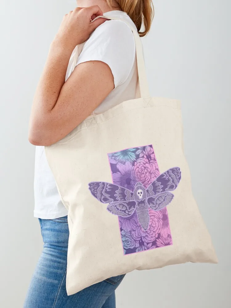 

Pastel Pink and Purple Death Moth - Floral Fantasy Art Tote Bag Shopping bags Cloth bags bags for women shopping bag logo