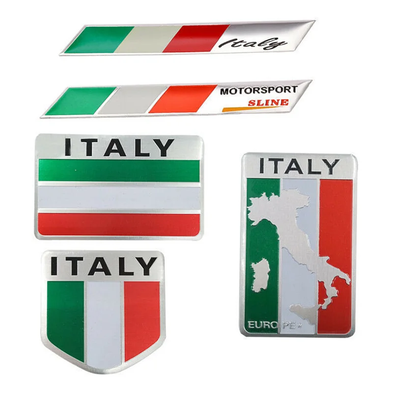 1PC Aluminum 3D Metal ITALY Italian Flag Italy Map Sticker Emblem Badge Decal Motorcycle Car Decorate Suitable For All Cars