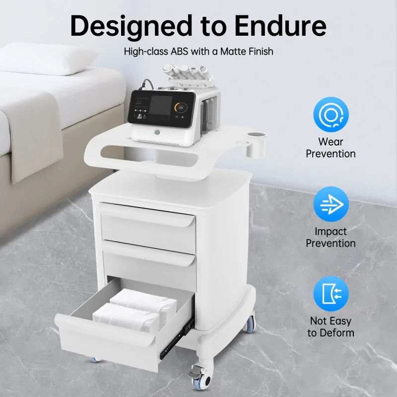 3 Layer Salon Trolley Cosmetic Instrument Cart Medical Beauty Storage Cart with 4 Wheels Medical Barber Store Meuble Hospital