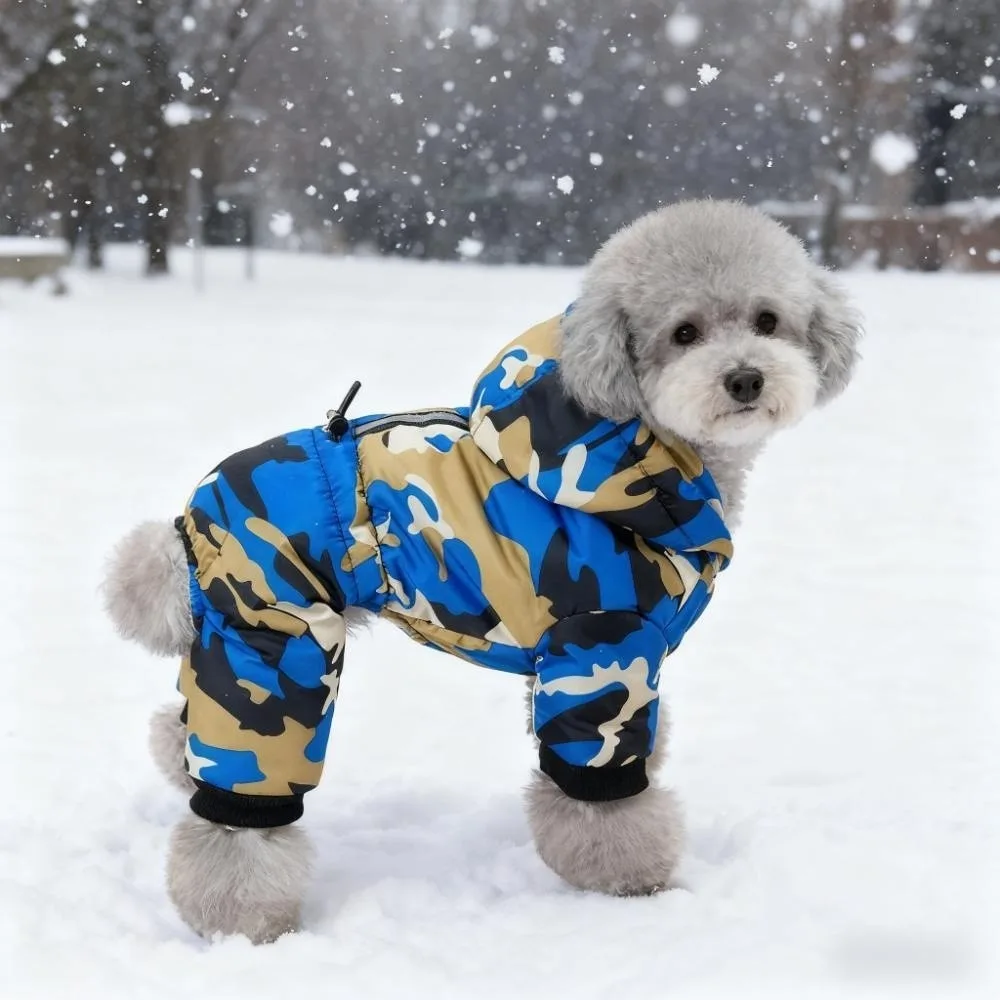 Durable Dog Jumpsuit Thicken Warm Lining Pet Jacket Four-legged Puppy Snowsuit for Small Dogs