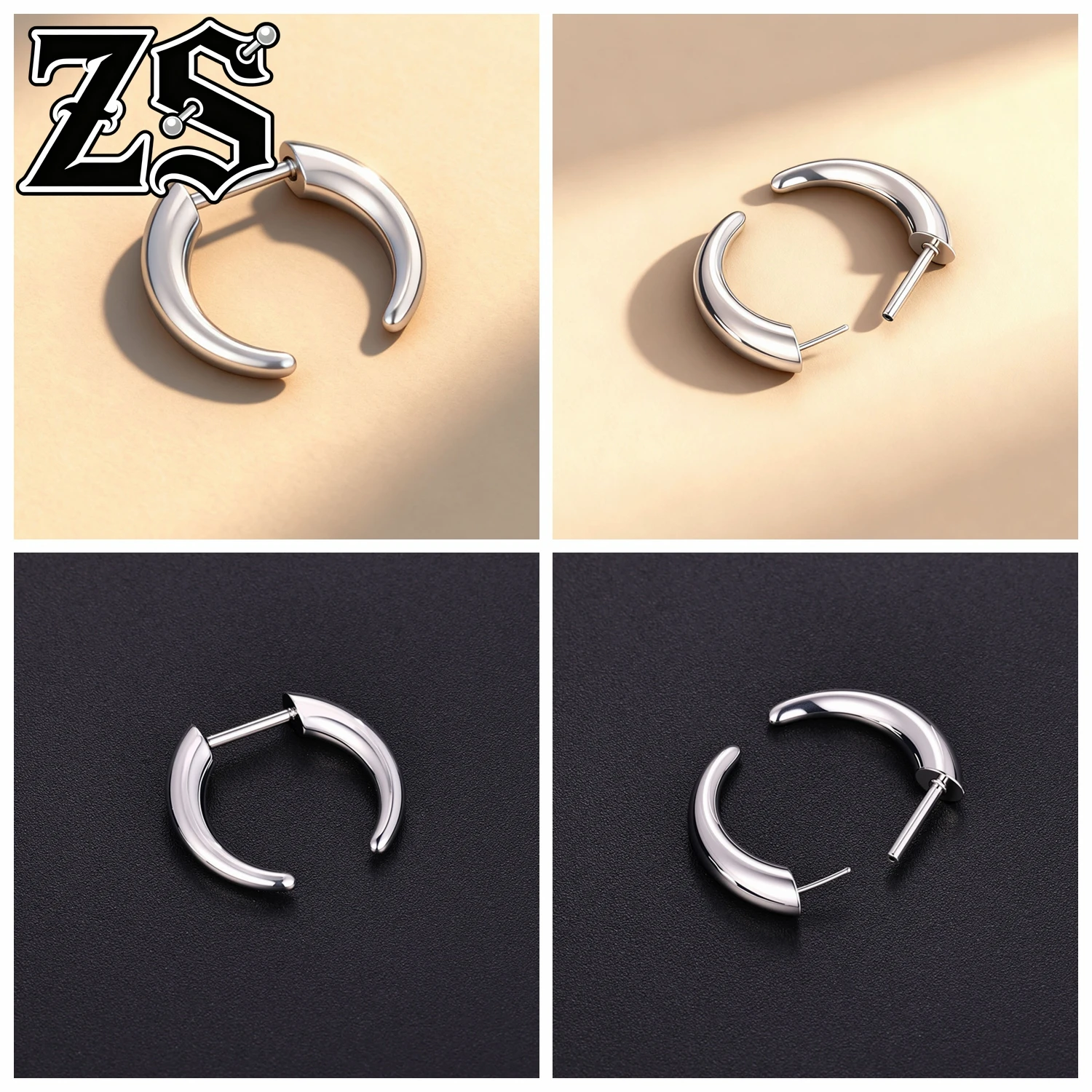 ZS 1 PC/1 Pair Black Punk 16G Stainless Steel Septum Ring Unisex Rock Nose Rings Plug In Style Ball Taper Nose Piercings 8/10MM
