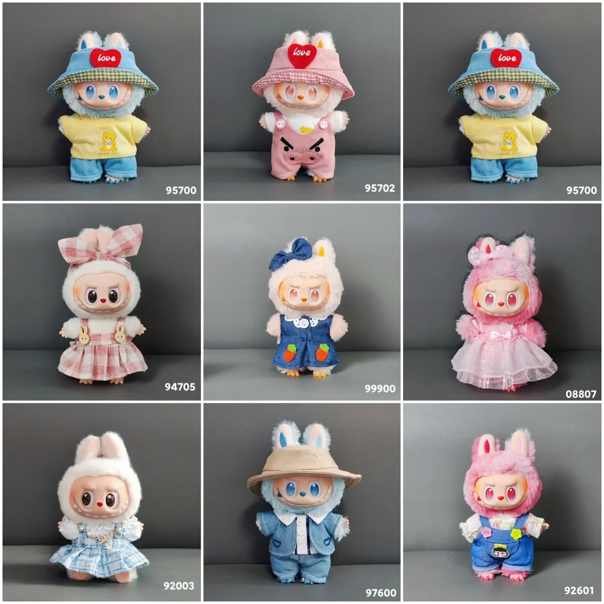 

Clothes for Labubu 17cm Mini Plush Labubu Doll Clothes Set - Fashion Outfit with Belted Pants & Stylish Accessories