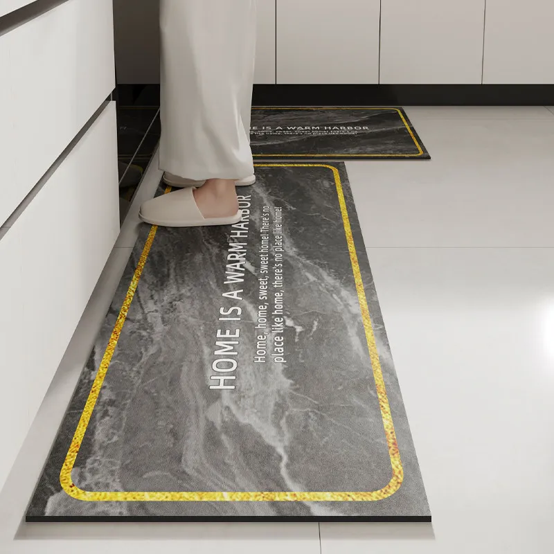 VIKAMA Long Strip Laundry Room Floor Mat Kitchen Dining Room Corridor Washable Non-Wear-Off Anti-Slip Silica Gel Rug Home Decor