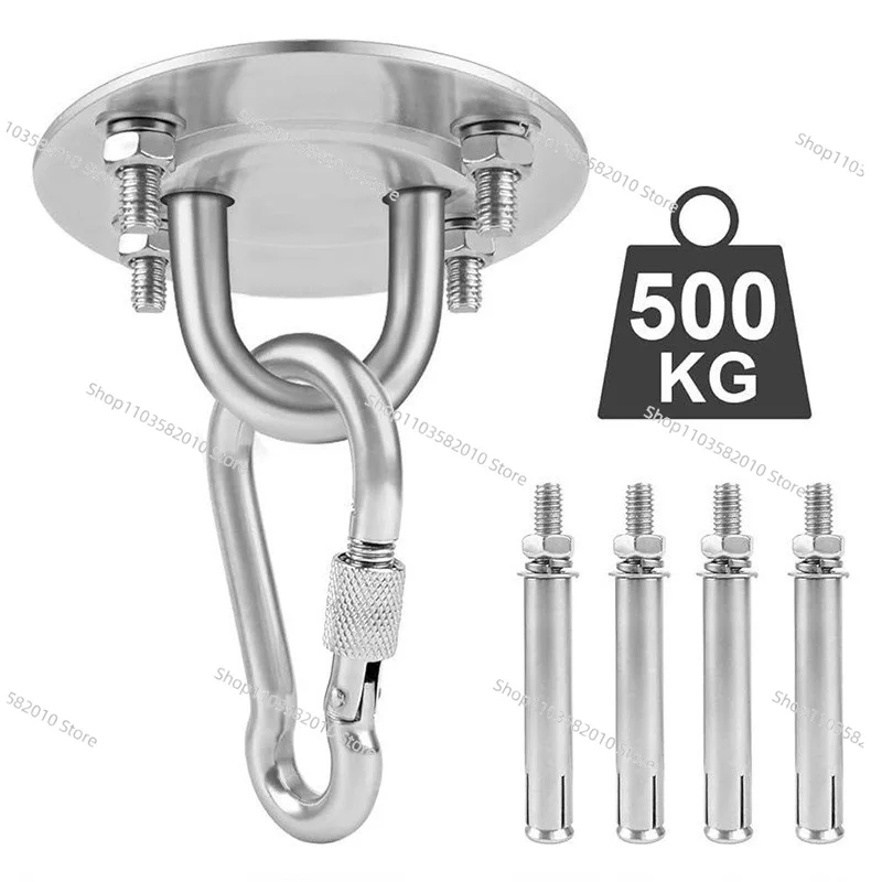 1Set Heavy Duty Swing Hooks Stainless Steel - Wall/Ceiling Anchor with Screws for Hammock, Sandbag & Gym