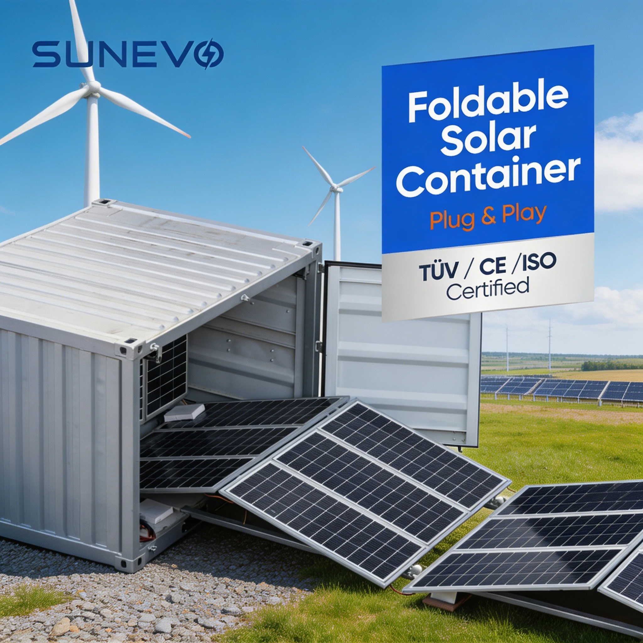 Industrial Grade 200kW Solar Container With Integrated Foldable Solar Panels For Sustainable Energy Storage And Grid Support