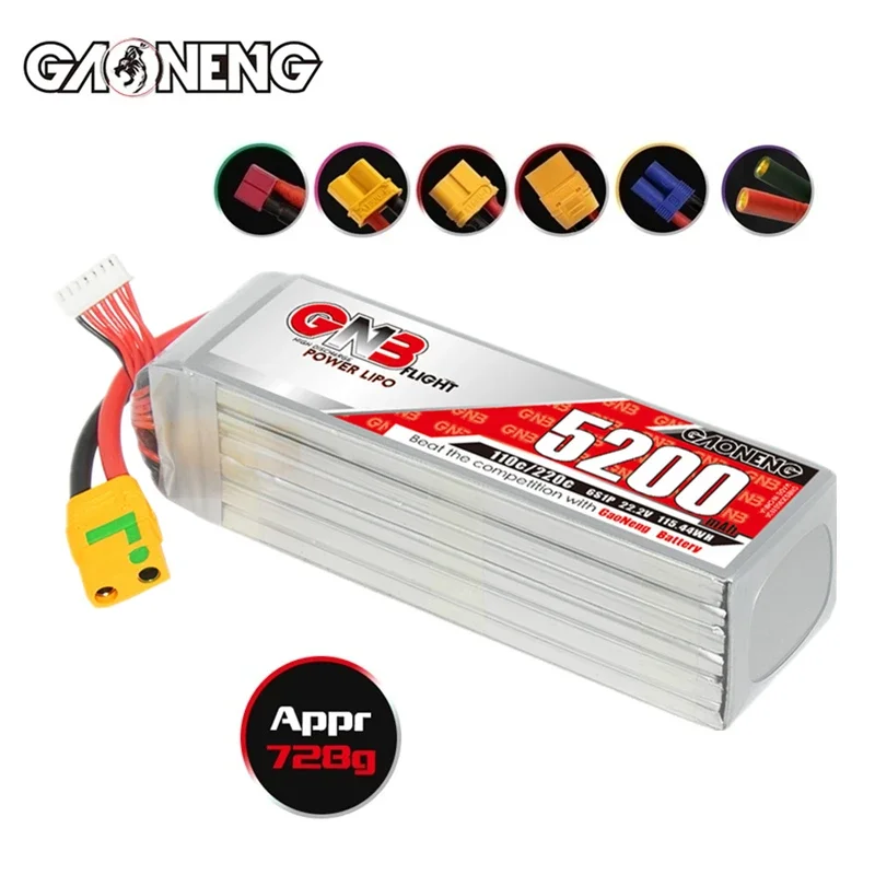 Max 220C GNB 6S 22.2V 5200mAh Lipo Battery For RC Helicopter Airplane Car Boat FPV Parts 110C 22.2V Battery With XT60/XT90S Plug