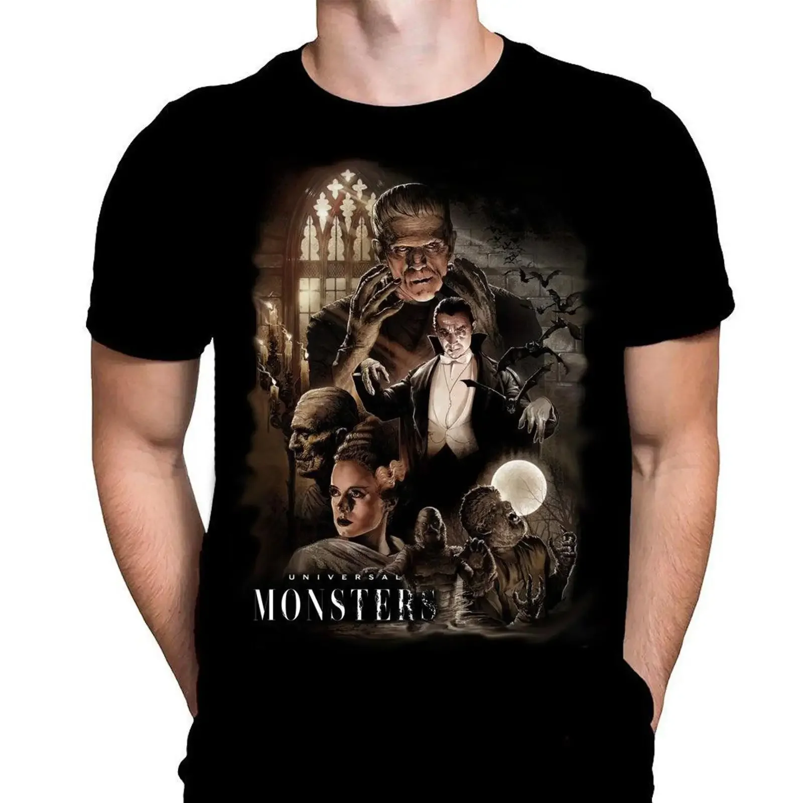Horror Movie T Shirt Universal Monsters 1930 amp 39 s Horrors Wolfman Dracula Frankenstein vintage Washed streetwear Slightly
