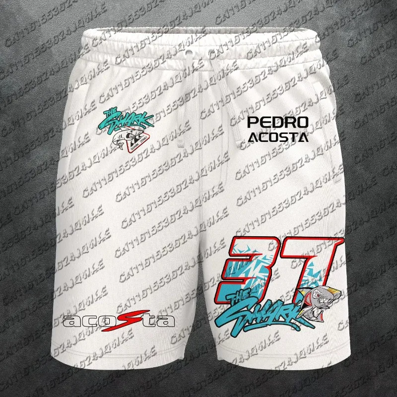 2026 Sommer Nr. 37 Beliebte Motorradfahrer-Haifisch-Print Mesh-Shorts für Herren – Atmungsaktive Freizeit-Sportshorts mit Kordelzug für Moto-Rennen