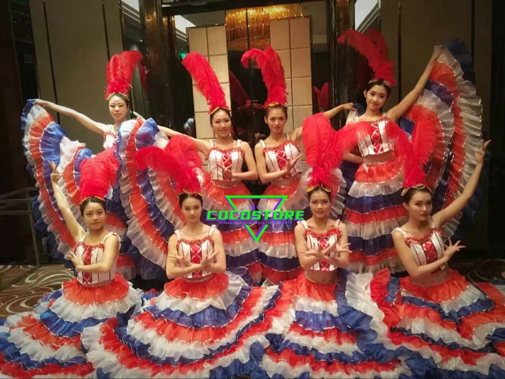 French Cancan Costume Carnival Costumes In Group Sexy Opening Dance Dress Carnival Costume Stage Wear Holiday Performance Suit