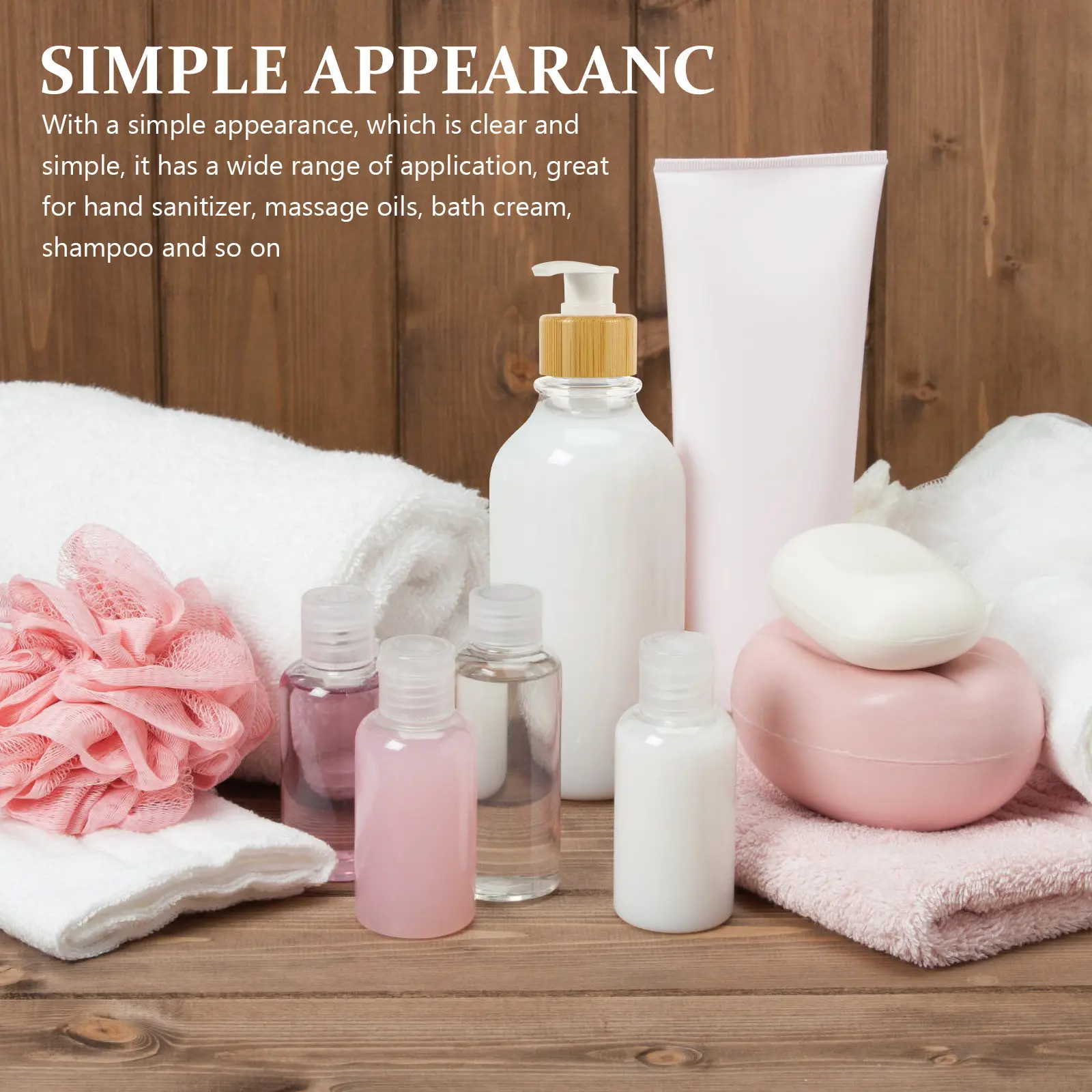 

2Pcs Soap Dispenser Portable Travel Liquid Bottle Clear Plastic Pump with Bamboo Minimalist Design Large Capacity for Bathroom