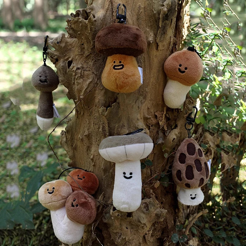 

Mushroom Seafood Pleurotus Ostreatus Pendant Bag Decoration Cartoon Plush Toy Stuffed Doll Key Ring Chain Boy Girl Friend Gift