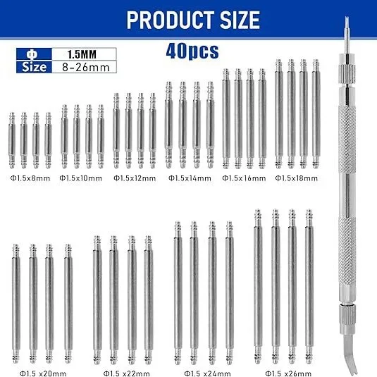 Watch Repair Tools 41pcs Watch Tool Set 40pcs Strap Tools 41 in 1 Strap Lugs Shaft Set